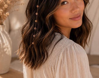Champagne Floral Hair Chain | Blush Pink Flower Hair Vine | Bridal Hair Jewelry | Boho Wedding Hair Accessory | Fairycore gift | Clip In