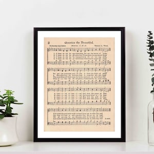 America the Beautiful 8x10 Sheet Music Print Hymn Patriotic Wall Art Home Decor