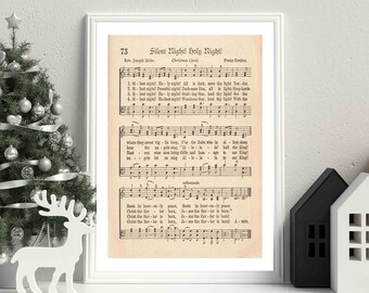 Silent Night! Holy Night! 8x10 Sheet Music Print Christmas Hymn Wall Art Holiday Home Decor