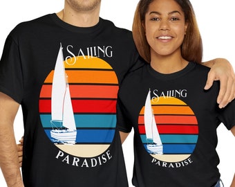 Sailing Boat Image (White Text) Ideal gift for sailor, sailing enthusiast, Yachtsman, Yacht owner unisex T shirt