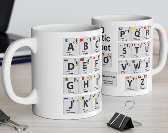 NATO Phonetic Alphabet Mug, Ideal gift for Radio or CB - Citizens band radio operator, Boat owner, Sailing enthusiast 11oz White Mug