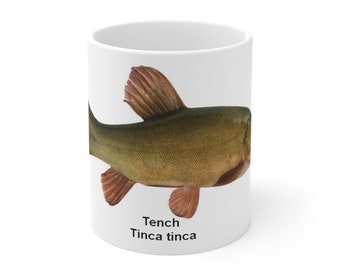 TENCH mug, great fishing angler, fisherman, fisherwoman gift . 11oz White Mug Other fish species available see my other listings.
