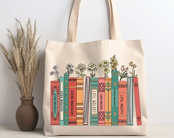 Personalized Favorite Books Tote Bag,Custom Book Tote Bag,Bookish Tote Bag,Booktrovert Tote,Custom Bookshelf,Bookish ,Book Lover Tote Bag