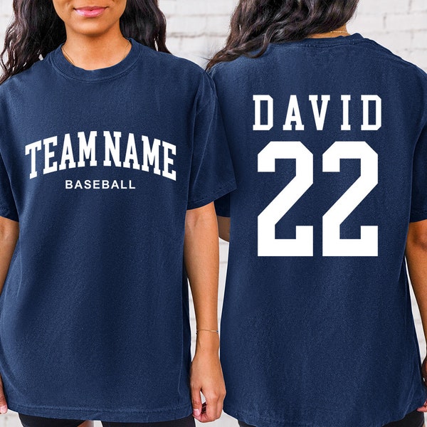 Comfort Colors Mom Baseball Tee,Custom Baseball Shirt,Baseball Team Name and Number Shirt,Game Day Tee,Custom Mom Shirt,Baseball Mama Shirt