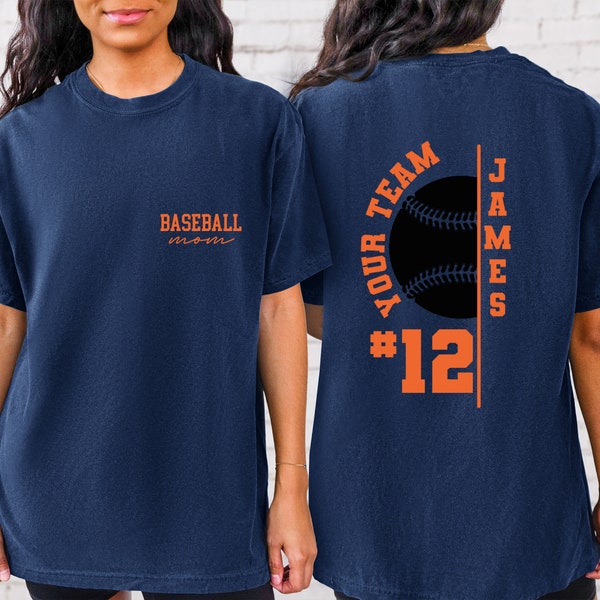 Comfort Colors Game Day Baseball Shirt,Name and Number Baseball Shirt,Custom Baseball Mom Shirt,Baseball Dad Tee,Personalized Baseball Shirt