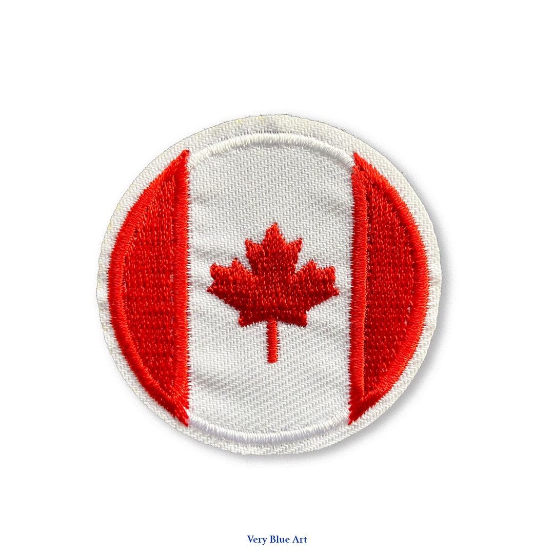 Canada Round Flag With White Border Embroidered Patch Iron-on Patch 1.8 ...