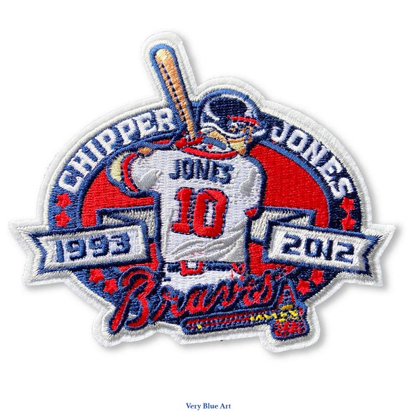 Chipper Jones Atlanta Braves Retirement Jersey Patch Embroidered Iron On Patch 4.25" x 4"