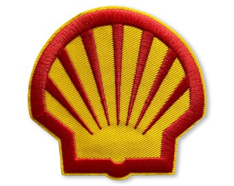 Shell Embroidered Patch Shell Oil Sponsor Logo Embroidered Iron On Sew On Patch Badge 3.15"*3.15"