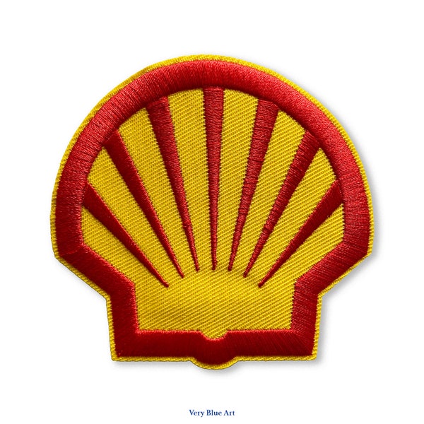 Shell Embroidered Patch Shell Oil Sponsor Logo Embroidered Iron On Sew On Patch Badge 3.15"*3.15"