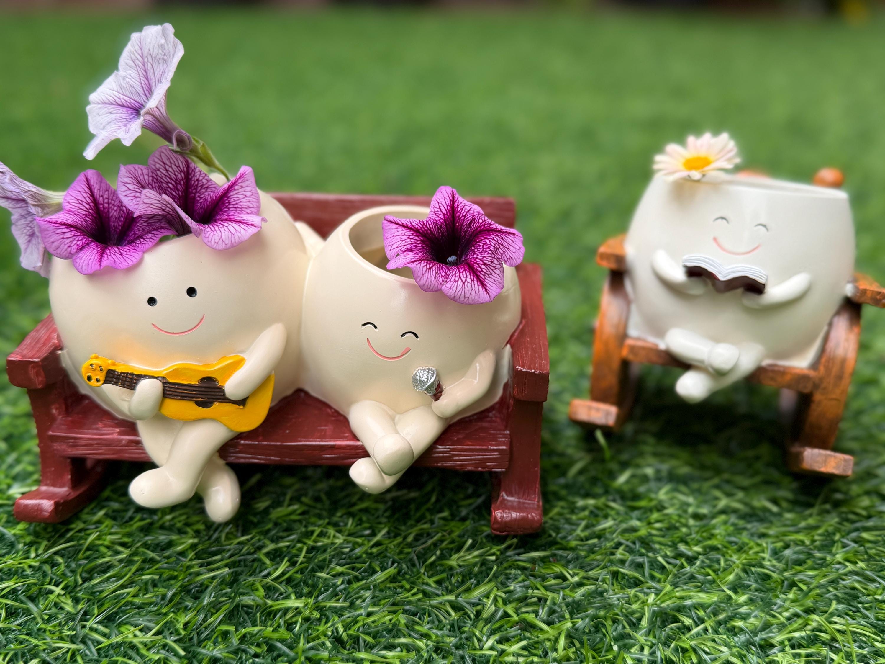 Cute Rocking Chair Succulent Planter Pot,smile Face Planter,succulent ...