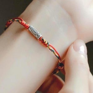 Personalized String Bracelet–Custom Red Handwoven Bracelet,wood Koi Charm Friendship Bestie Lucky Protection Gift For her For Mom For Friend