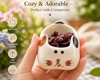 Simpatico poggia-cucchiaio a forma di gatto in ceramica, porta bustine di tè, piccolo piattino ad anello, regalo decorativo per la cucina per gli amanti dei gatti, simpatico accessorio da cucina per gli amanti degli animali