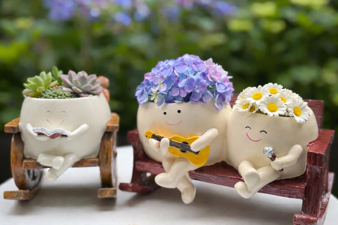 Cute Rocking Chair Succulent Planter Pot,smile Face Planter,succulent ...