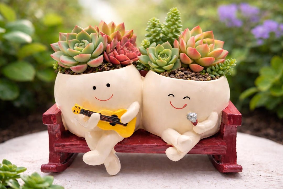 Smile Face Rocking Chair Planter,cute Desk Decor,succulent Pot,nordic ...