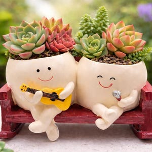 Gungstol med leende ansikte, söt skrivbordsdekoration, suckulentkruka, nordisk minimalistisk heminredning, pennhållare, present till växtälskare, inflyttningspresent