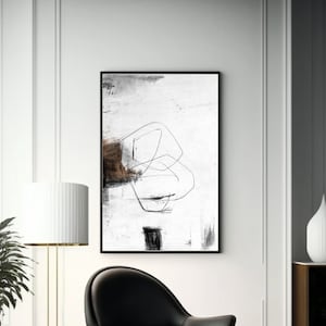 Digital download. Abstract scribble wall art. Masculine white wall print.