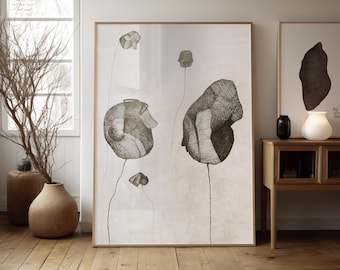 Abstract faces. Portrait wall art. Modern scribble art. Contemporary wall art. Neutral sketch scribble art.