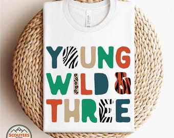 Young Wild en Three SVG | 3e verjaardag gesneden bestand voor Cricut & Silhouette | Ontwerp kinderfeestje