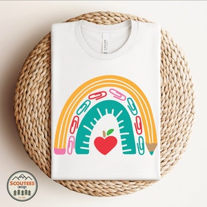 Arco-íris lápis de volta às aulas, camisa do jardim de infância, professor svg, SVG PNG - Teacher Shirt Design Digital Download for Cricut Silhouette