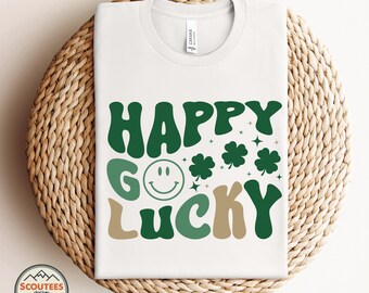 st patricks day svg, happy go lucky svg, lucky rainbow svg, irish svg, shamrock svg, lucky shirt, SVG PNG Silhouette Cricut