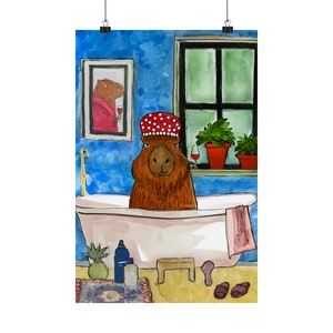 Capybara in bath tub - PRINT
