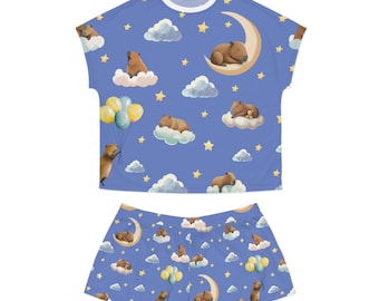 Schnittmuster Capybara Schlafanzug - Damen Set Capybara schläfrig kurz