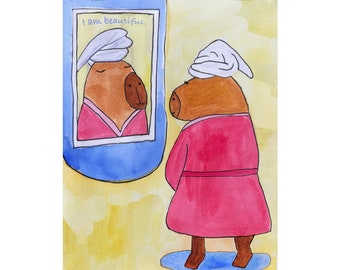 Capybara in Mirror - PRINT
