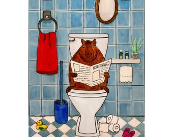 Capybara on toilet - Print