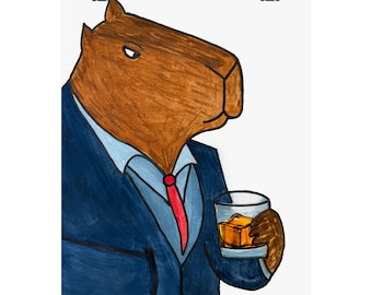 Capivara bebendo whisky - Imprimir