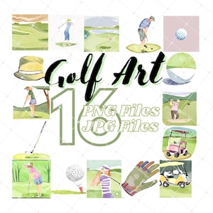 Haute résolution Golf Art Bundle Esthétique 32 fichiers PNG JPG Art Design pour les joueurs de golf