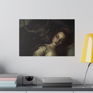El sueño del demonio / Arte demoníaco / Demonología / Edgar Allan Poe / Arte oculto / Impresión de arte oscuro / Surrealismo oscuro / Pintura oculta / Decoración gótica