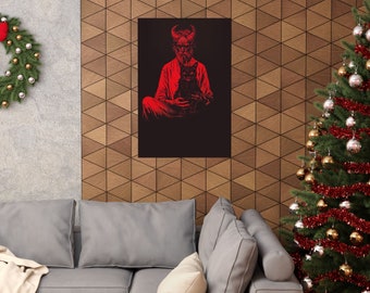 Demonische kat canvaskunstdruk | Donkergotisch woondecoratie