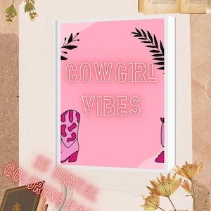 Cowgirl coloring book (24 digital pages)