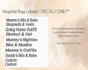 Etiquetas para bolsas de hospital - Juego de 10 piezas (2 personalizadas)