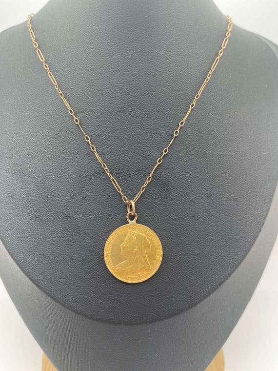 1899 Victoria Dei Gra Britt 22K gold Coin Necklace