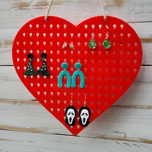Heart Earring Display Board | Enamel Pin Storage | Earring Stand | Acrylic Earring Hanger | Wall Display | Jewelry Display Stand |