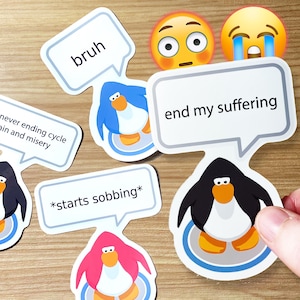 Club Penguin cursed unhinged chat bubble nostalgia meme stickers!