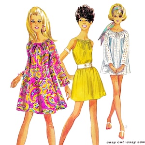 Vintage Sewing Pattern PDF 1960s 60s 1968 • Hippie Dress Top Angel Bell Sleeve Top Tent Dress Beach Cover Up • Bust 38-40"/97-102cm