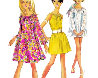 1960s Easy Dress Sewing Pattern PDF • Bust 38-40" • Vintage Women's Top, Angel, Bell Sleeve • 1968