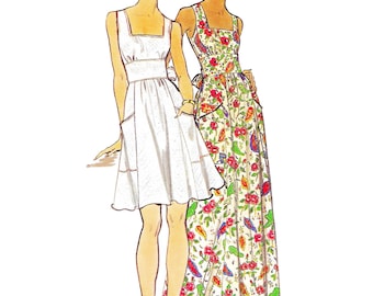 1970s Dress Sewing Pattern PDF • Bust 34" • Cottagecore Dress, Prairie, Boho, Square Neckine • 1974