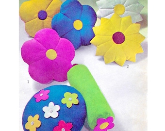 1960s Pillow Sewing Pattern PDF • 4 Styles • Bolster Pillow, Flower Power, Mod Home Decor • 1968