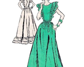 1970s Wrap Dress Sewing Pattern PDF • Bust 36" • Cottagecore, Maxi Dress, Ruffle Sleeves • 1976