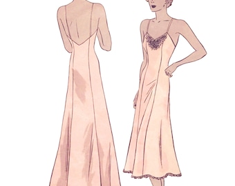 Schnittmuster für ein Unterkleid im Stil der 1930er Jahre (PDF) • Brustumfang 81 cm • Abendkleid, Nachthemd, Dessous, Maxikleid • 1937
