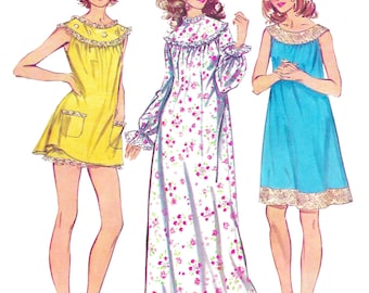 Schnittmuster für ein Babydoll-Kleid aus den 1950er Jahren (PDF) • Brustumfang 81 cm • Vintage-Nachthemd, Dessous, Pyjama, Bloomerhose • 1952