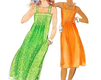 1970s Easy Dress Sewing Pattern PDF • Bust 32.5" • Summer Dress, Beach Cover Up • 1974