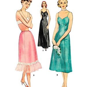 1950年代スリップドレス型紙PDF • バスト32インチ • ブライダルランジェリー、ハーフスリップ、ペチコート • 1953年