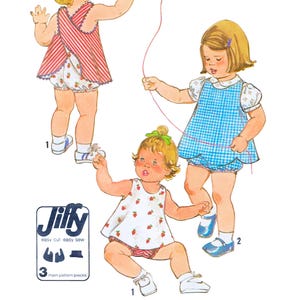 Vintage Baby Sewing Pattern PDF • Chest 22" • Easy Toddler Dress, Romper, Bloomers • 1978