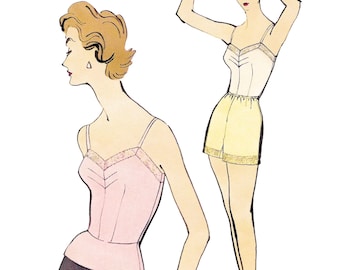 1950s Lingerie Sewing Pattern PDF • Bust 32" • Camisole, Shell, Tap Pants, Shorts • 1958