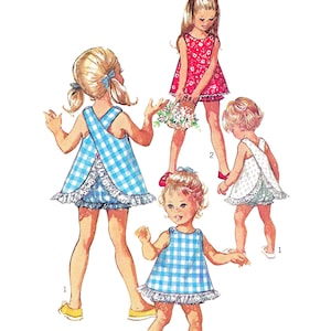 Wzór do szycia dla dziecka w stylu vintage w formacie PDF • Obwód klatki piersiowej 21 cali • Łatwa sukienka dla małego dziecka, top, kombinezon, bloomersy • 1969
