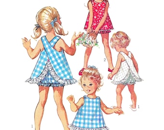 Vintage Baby Sewing Pattern PDF • Chest 21" • Easy Toddler Dress, Top, Romper, Bloomers • 1969